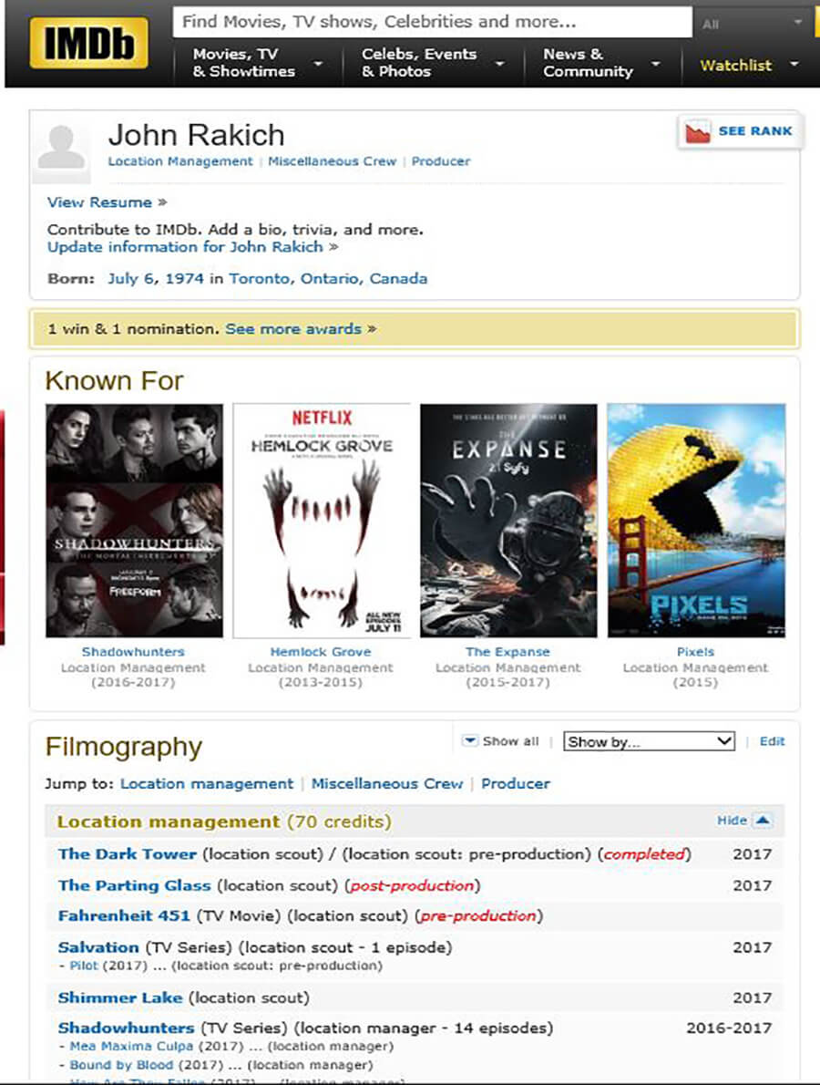 Professional Background Overview - John Rakich